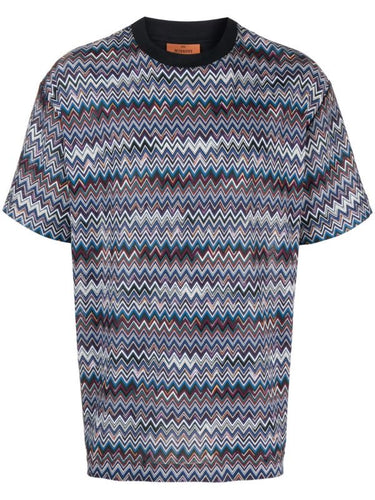 MISSONI Woven Navy Zig Zag T-Shirt