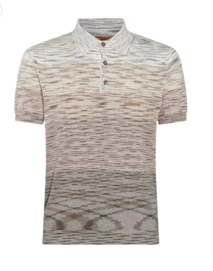 Tシャツ・カットソー MISSONI Embroidered wool polo shirt (US24W208BK015U S10AV) Long-sleeved polo shirt in wool and zigzag cotton