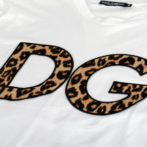 Dolce & Gabbana Leopard Logo White T-Shirt