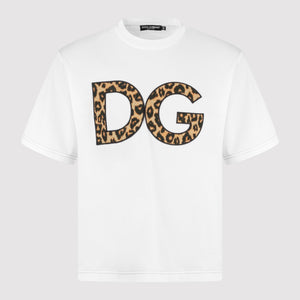 Dolce & Gabbana Leopard Logo White T-Shirt