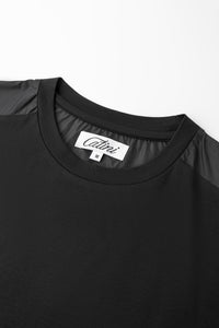 Catini Firenze Luxury Mercerised Cotton Shoulder Panel T-Shirt Black