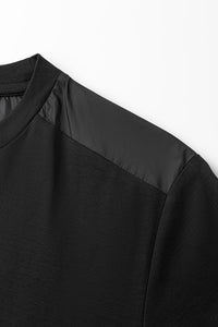 Catini Firenze Luxury Mercerised Cotton Shoulder Panel T-Shirt Black