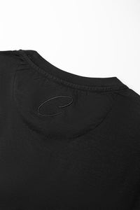 Catini Firenze Luxury Mercerised Cotton Shoulder Panel T-Shirt Black
