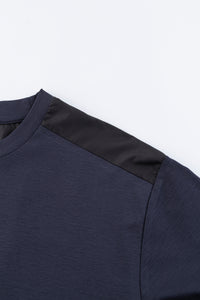 Catini Firenze Nylon Shoulder Panel T-Shirt Navy Blue/Black Shoulder Panel
