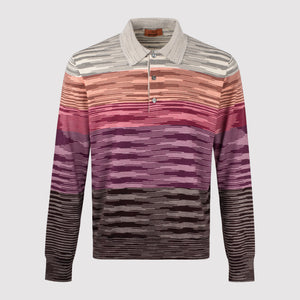 MISSONI stripped knitted long sleeved polo shirt