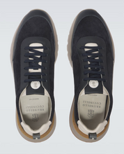 Load image into Gallery viewer, Brunello Cuninelli Leather Trimmed Sneakers Navy Blue