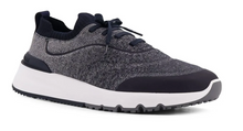 Load image into Gallery viewer, Brunello Cuninelli Knitted Lace-Up Sneakers White/Navy Blue