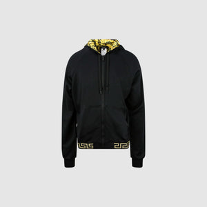 Versace Jacquard-Trimmed Tech-Jersey Hoodie Black