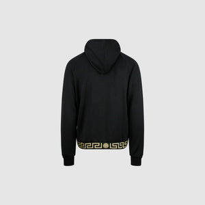 Versace Jacquard-Trimmed Tech-Jersey Hoodie Black