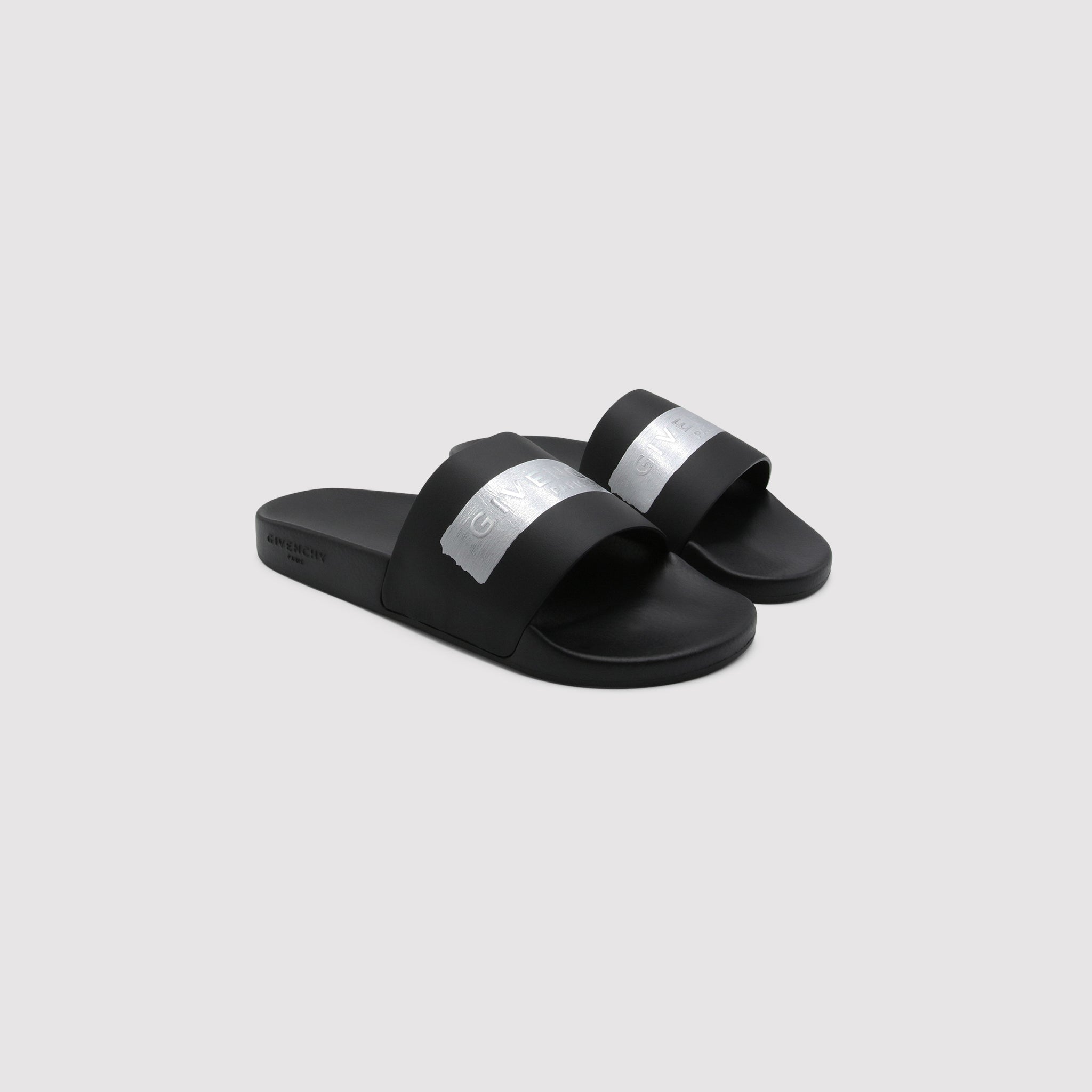 Givenchy silver slides hotsell