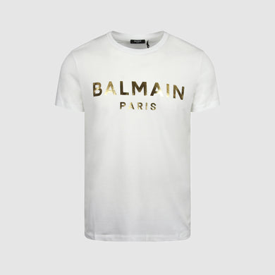 Balmain Foil Logo Cotton T-Shirt White
