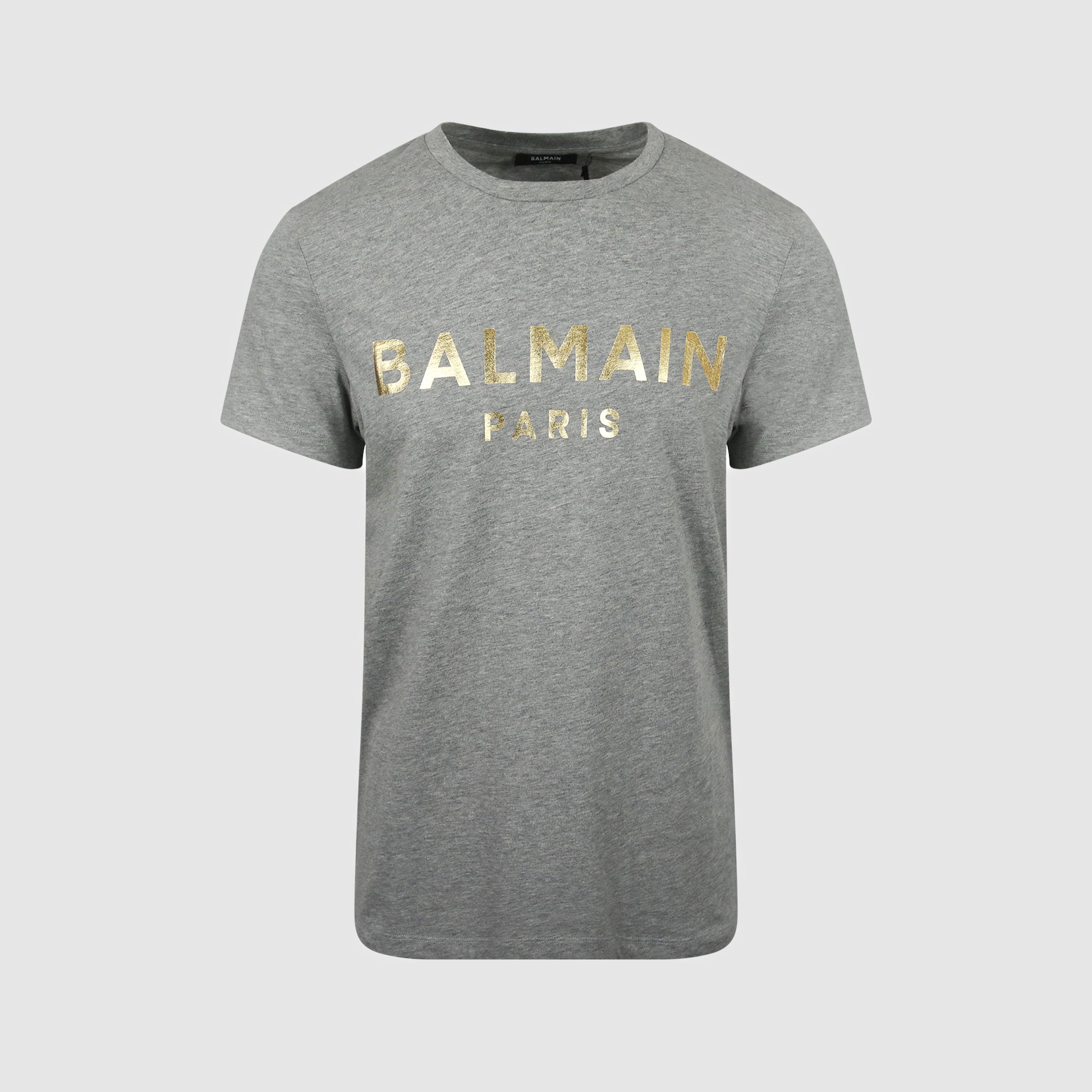 【XXS中古】BALMAIN　Gold Foil Paris Logo Tee Pierre Balmain Men's Iconic Top Logo Shirt Gold Short Sleeve