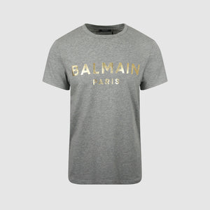 Balmain Foil Logo Cotton T-shirt Grey