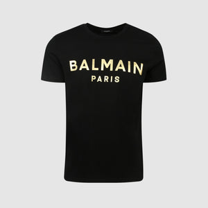 Balmain Foil Logo Cotton T-Shirt Black