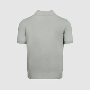 Prada Fine Knit Polo Shirt Light Grey