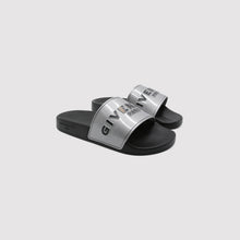Load image into Gallery viewer, Givenchy Logo Print Slides Silver