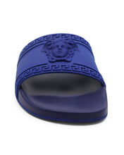 Load image into Gallery viewer, VERSACE Blue Palazzo Medusa pool slides
