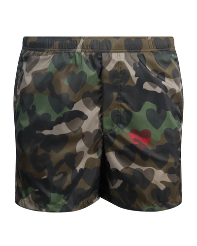 VALENTINO camouflage heart print swim shorts