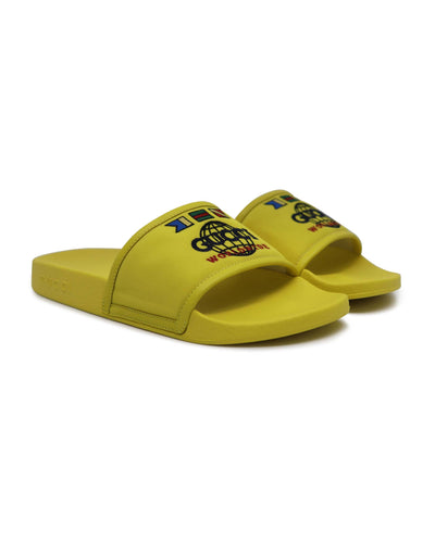 GUCCI Pursuit Logo-embroidered Canvas And Rubber Slides In Yellow