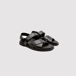 VLTN Leather Sandals In Black