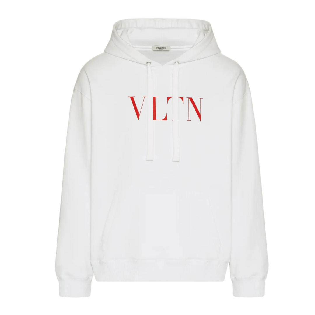 Valentino VLTN Logo Print Hoodie White/Red – Lucca Fashions Valentino VLTN Logo Print Hoodie White/Red – Lucca Fashions